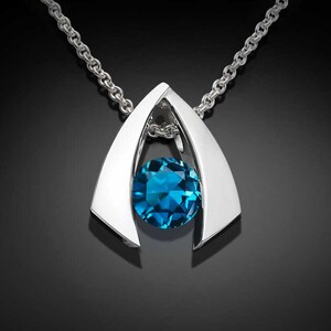 blue topaz necklace, London blue topaz, December birthstone, silver necklace, Argentium silver, gemstone pendant, for her  - 3424