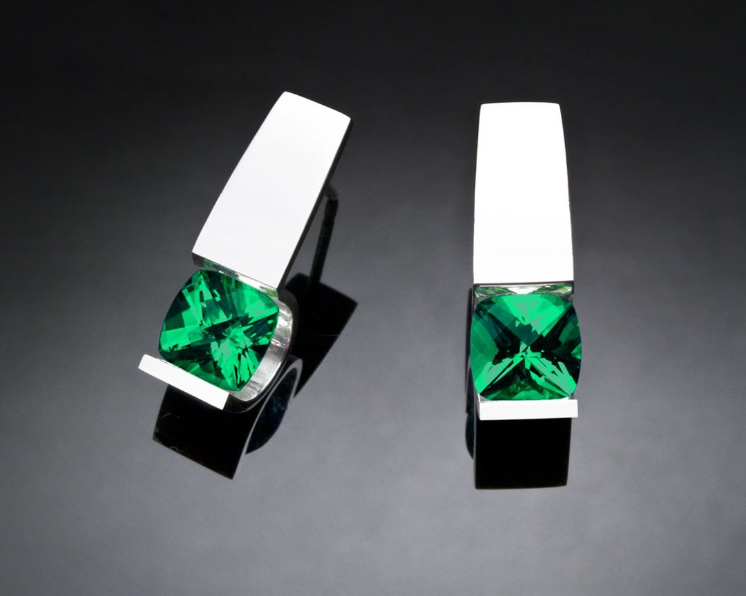 Green Topaz Earrings Argentium Silver Christmas Earrings Etsy