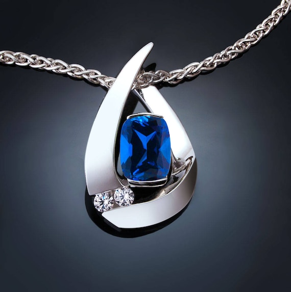 Etsy sapphire necklace deals