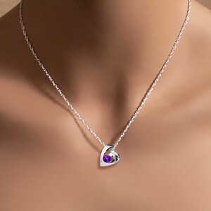 amethyst heart pendant, purple heart pendant, February birthstone, Valentine's gift, silver necklace 3501 image 2