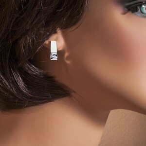 CZ earrings, silver earrings, Argentium silver, wedding earrings, eco-friendly, modern jewelry, gifts for her 2431 image 2