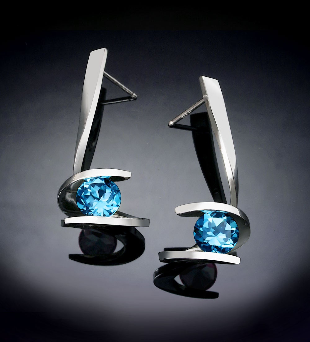 Swiss Blue Earrings Statement Earrings Dangle Earrings - Etsy