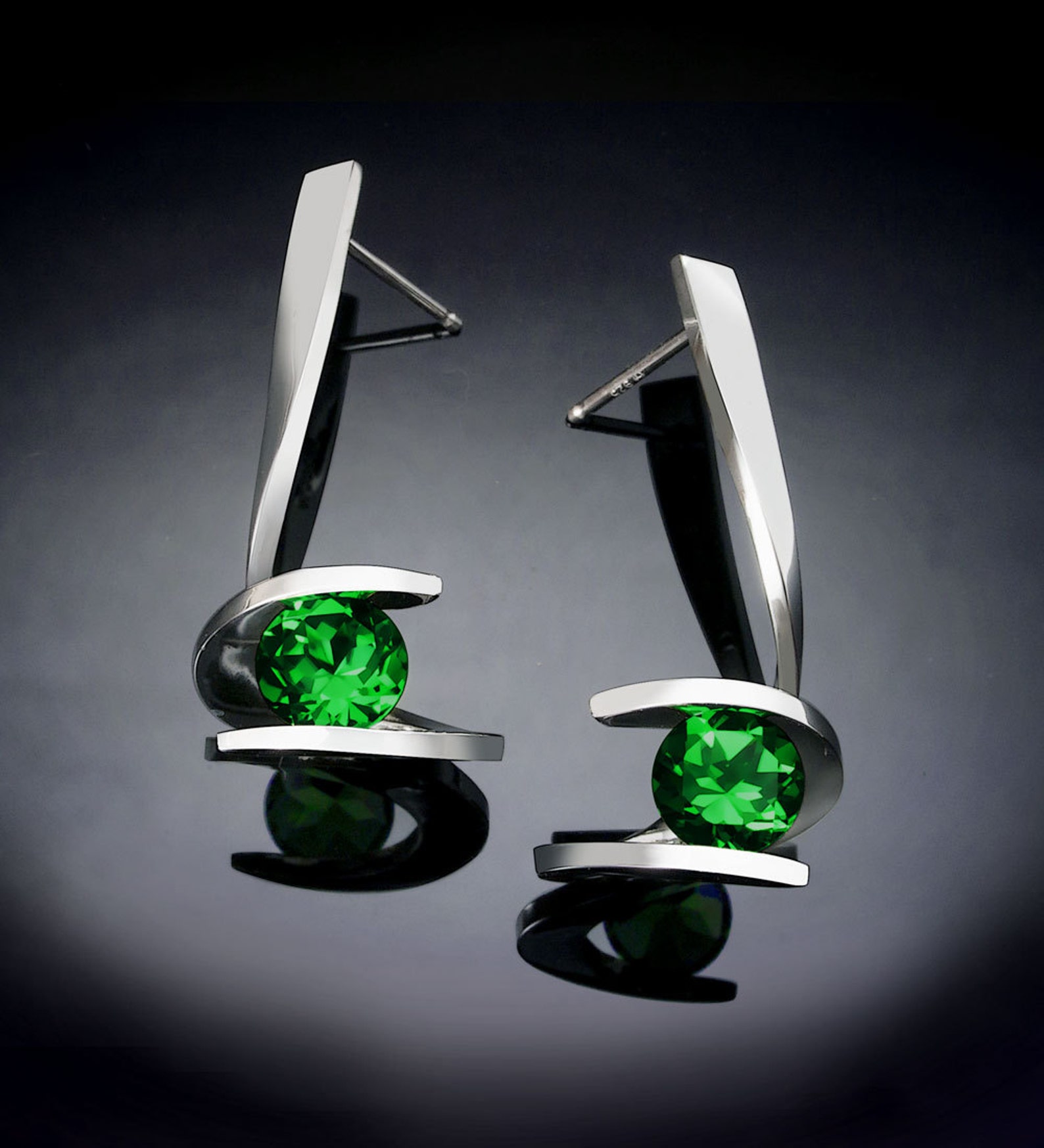 Green topaz earrings statement earrings Argentium silver Etsy