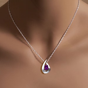 amethyst necklace, February birthstone pendant, fine jewelry, designer necklace, white sapphires 3378 image 2