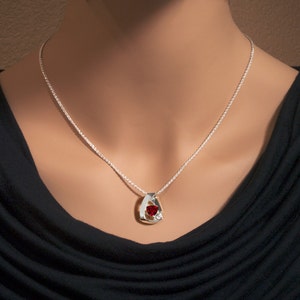 garnet necklace, January birthstone, white sapphires, mozambique garnet necklace, red necklace, Argentium silver, for her 3452 image 4