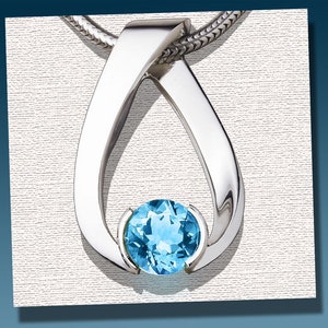 blue topaz necklace, Swiss blue topaz pendant, December birthstone, wedding necklace, gemstone jewelry, for her 3470 image 4