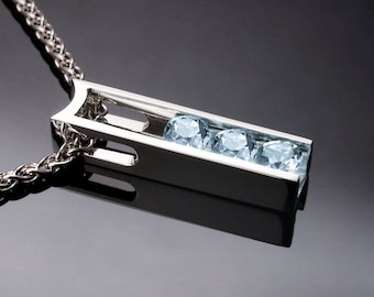 Aquamarine Pendant Necklace: Argentium Silver March Birthstone Jewelry 3503