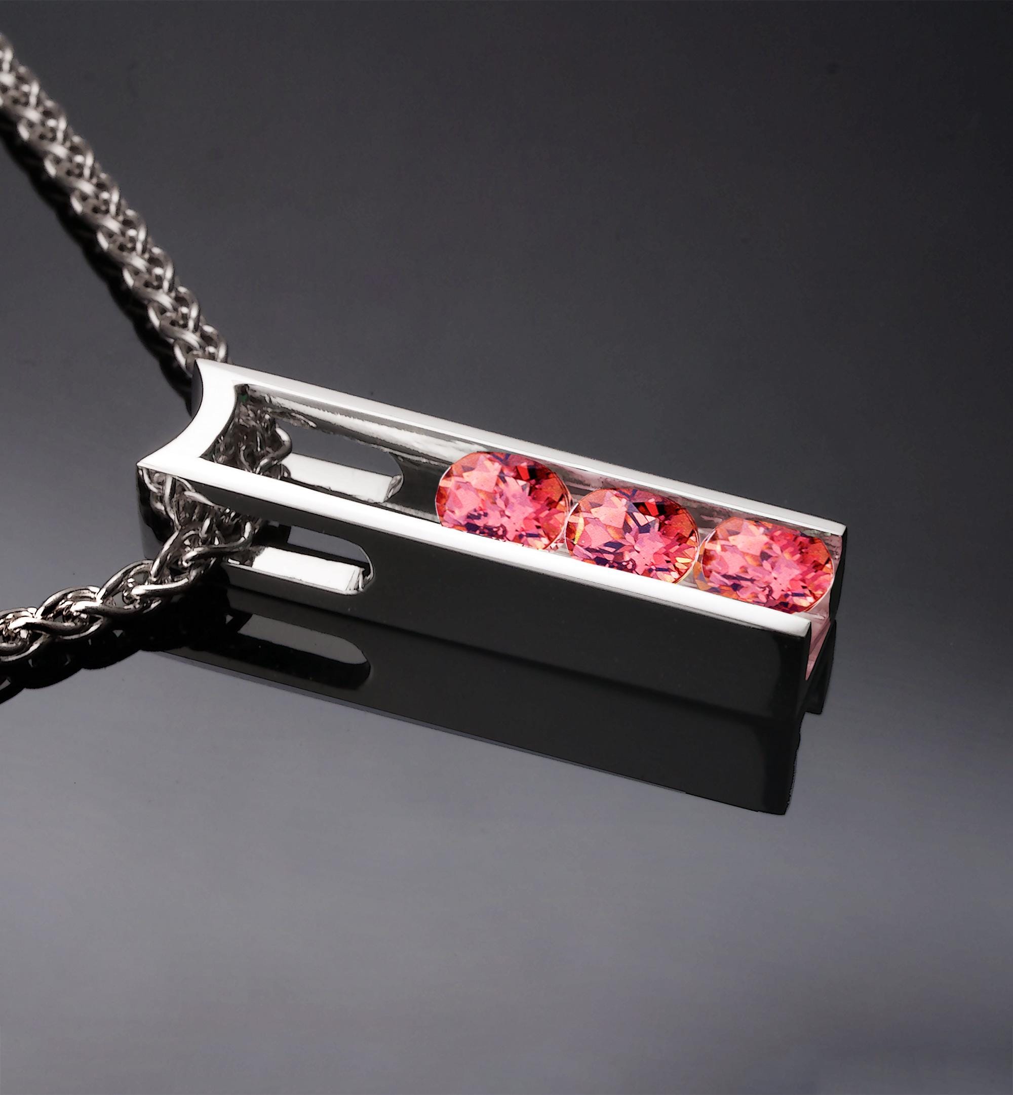 Padparadscha sapphire necklace, orange/pink sapphire, September birthstone, lab grown, fine jewelry -3503
