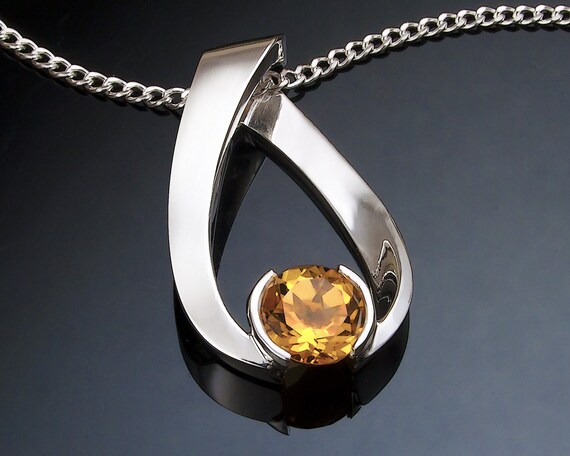 citrine necklace November birthstone gemstone jewelry | Etsy