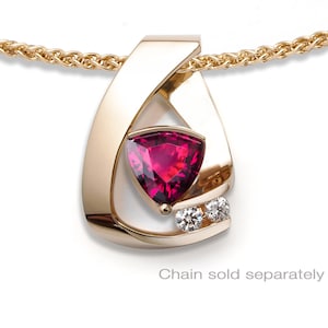 14k gold, ruby and white sapphire pendant, Chatham ruby, July birthstone, fine jewelry pendant, ruby pendant 3452 image 1