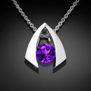 amethyst necklace, amethyst pendant, silver necklace, purple necklace, February birthstone, Argentium silver pendant, for her 3424 image 1