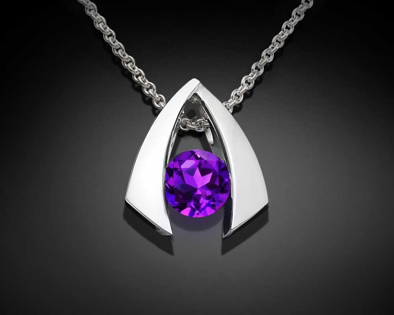 amethyst necklace, amethyst pendant, silver necklace, purple necklace, February birthstone, Argentium silver pendant, for her 3424 image 1