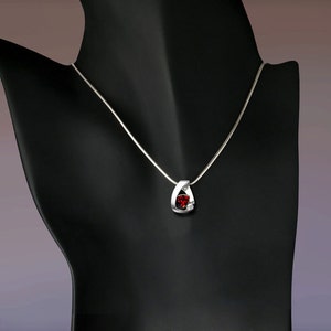 garnet necklace, January birthstone, white sapphires, mozambique garnet necklace, red necklace, Argentium silver, for her 3452 image 5