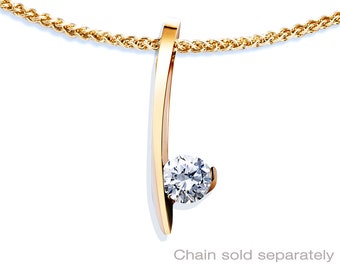 14k gold and white sapphire fine jewelry pendant, September birthday, anniversary gift - 3458 - Chain sold separately