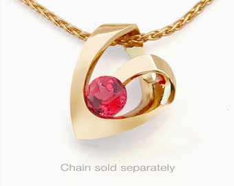 14k gold and Padparadscha sapphire pendant - 3501 -  CHAIN SOLD SEPARATELY