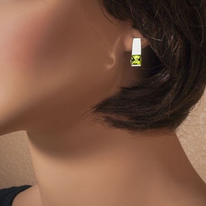 peridot earrings, August birthstone, gemstone jewelry, eco-friendly, Argentium silver, green earrings, modern jewelry 2431 image 2