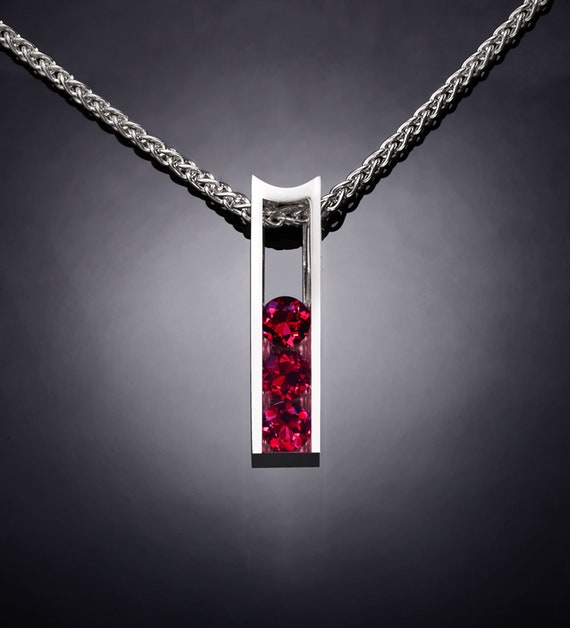 Ruby Necklace Ruby Pendant July Birthstone Chatham Ruby Argentium Silver Birthstone Jewelry Modern Jewelry 3503 Etsy UK