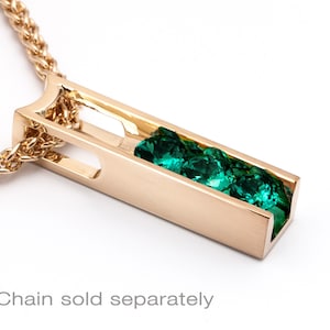 Emerald and gold pendant, 14k yellow gold, May birthstone, birthtone jewelry, Christmas gift, 3503 - Chain sold separately