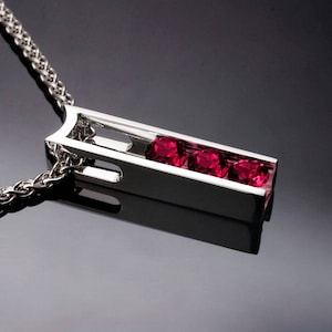 Chatham Ruby Pendant: Modern Argentium Silver July Birthstone Necklace 3503