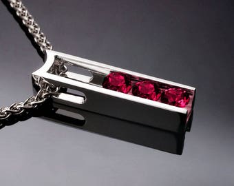 Chatham Ruby Pendant: Modern Argentium Silver July Birthstone Necklace 3503