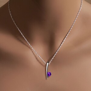 amethyst necklace, amethyst pendant, February birthstone pendant, modern necklace, Argentium silver, artisan pendant 3458 image 2
