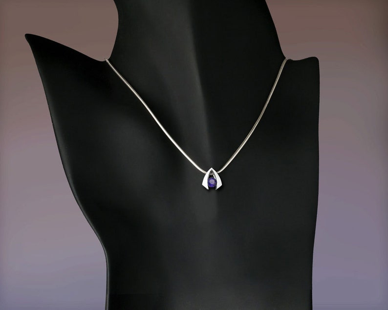 amethyst necklace, amethyst pendant, silver necklace, purple necklace, February birthstone, Argentium silver pendant, for her 3424 image 4