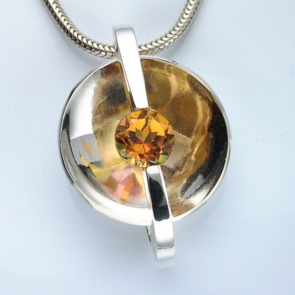argentium silver and anastasia topaz pendant - 3499