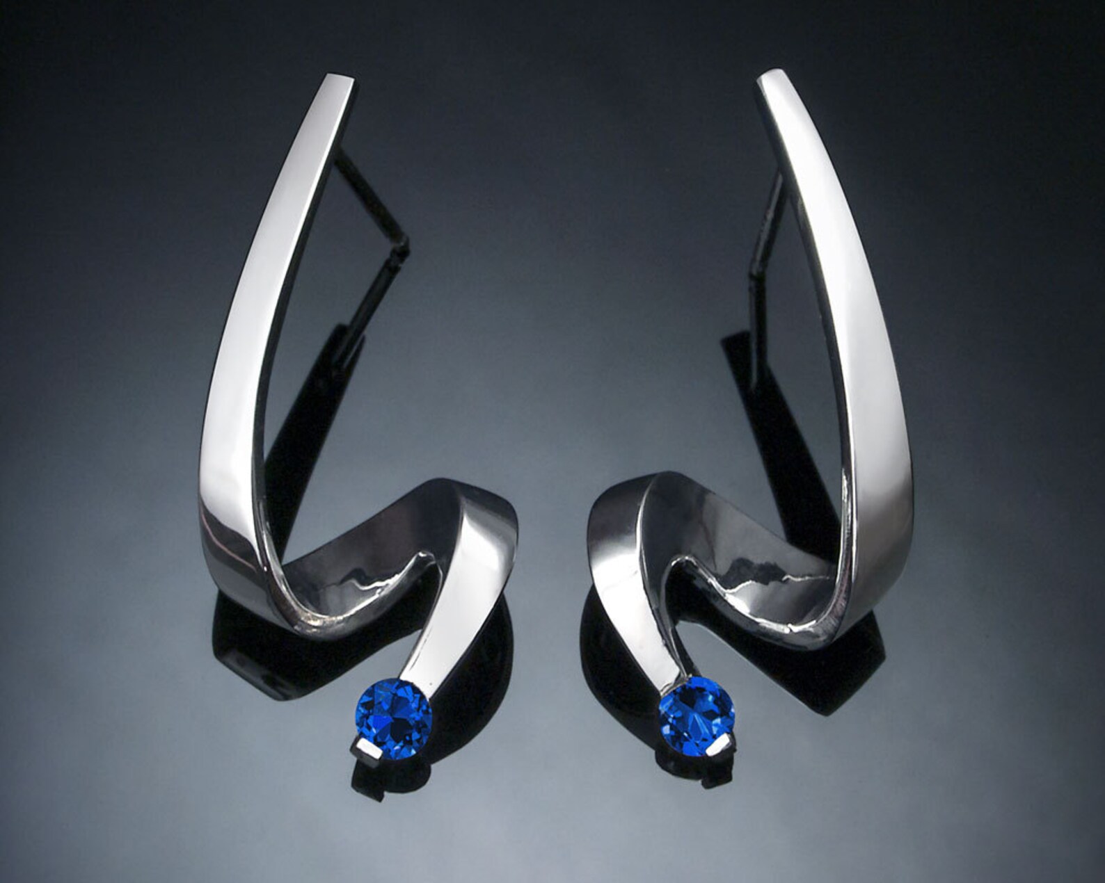 Blue Sapphire Earrings Silver Earrings September Birthstone Etsy