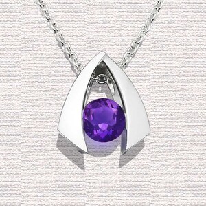 amethyst necklace, amethyst pendant, silver necklace, purple necklace, February birthstone, Argentium silver pendant, for her 3424 image 3