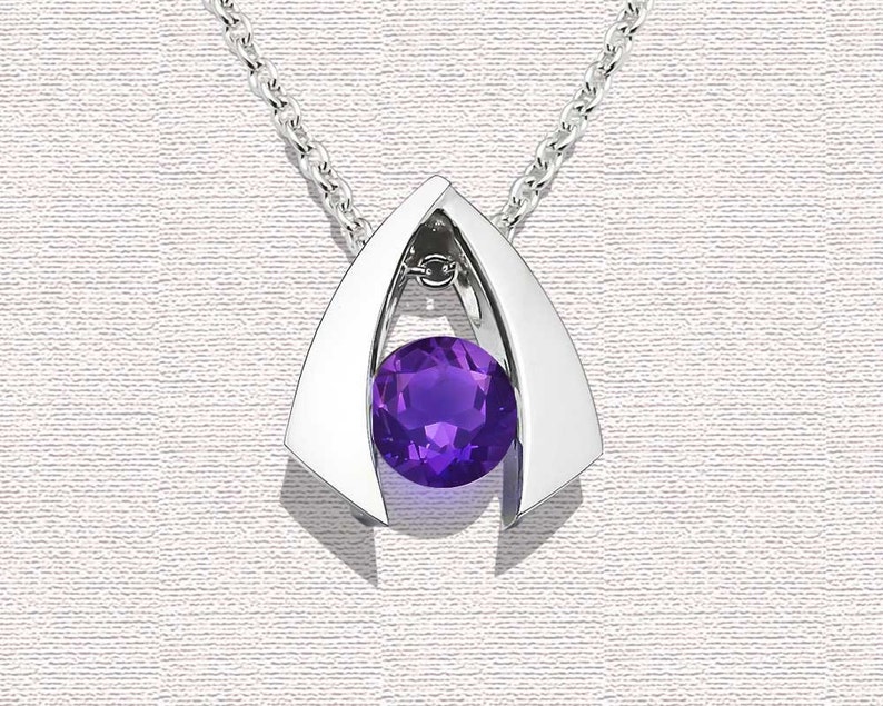 amethyst necklace, amethyst pendant, silver necklace, purple necklace, February birthstone, Argentium silver pendant, for her 3424 image 3