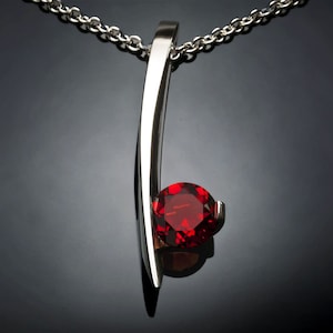 Mozambique Garnet Pendant: Argentium Silver Artisan Necklace 3458