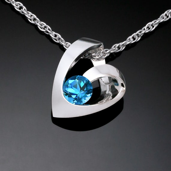 December birthstone shop heart necklace