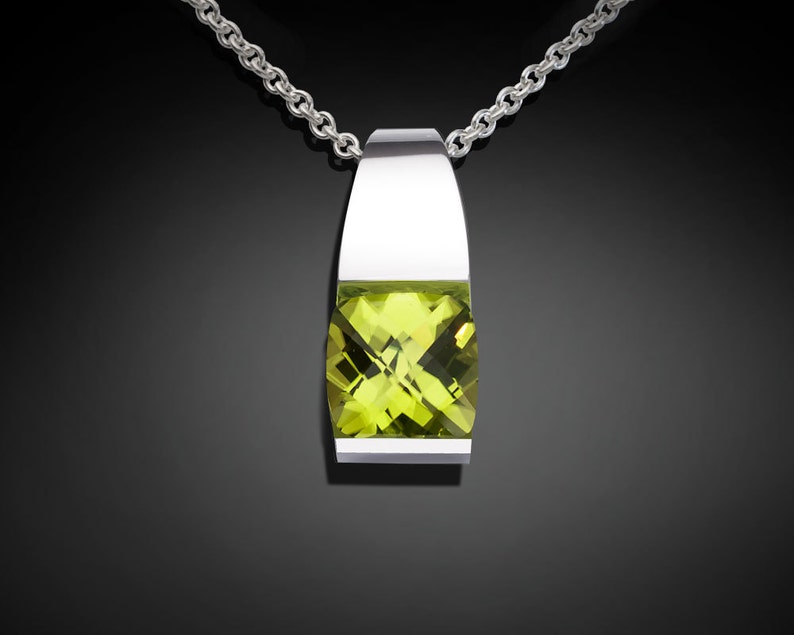 Peridot Necklace Peridot Pendant Silver Pendant August Etsy