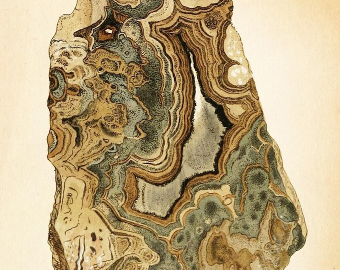 Antique Rock Print – Vintage Mineral Geology Giclée Wall Art (A5)