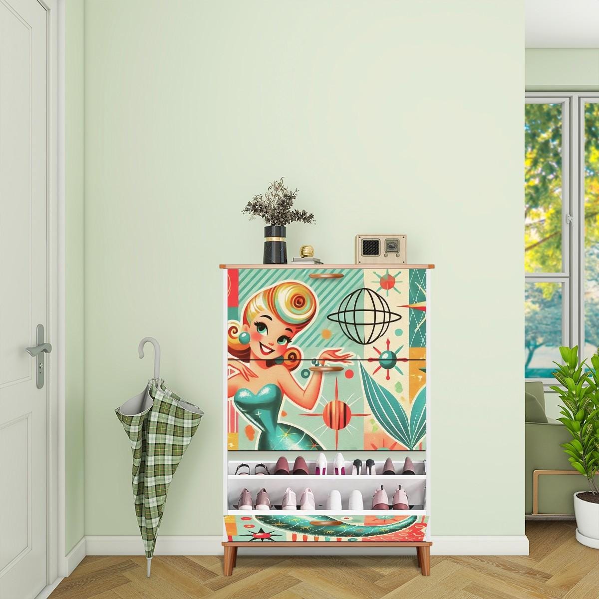 Show Rack Mcm Design Mid Century Modern 50s Mermaid Designed MCM Shoe Storage Rack - Etsy