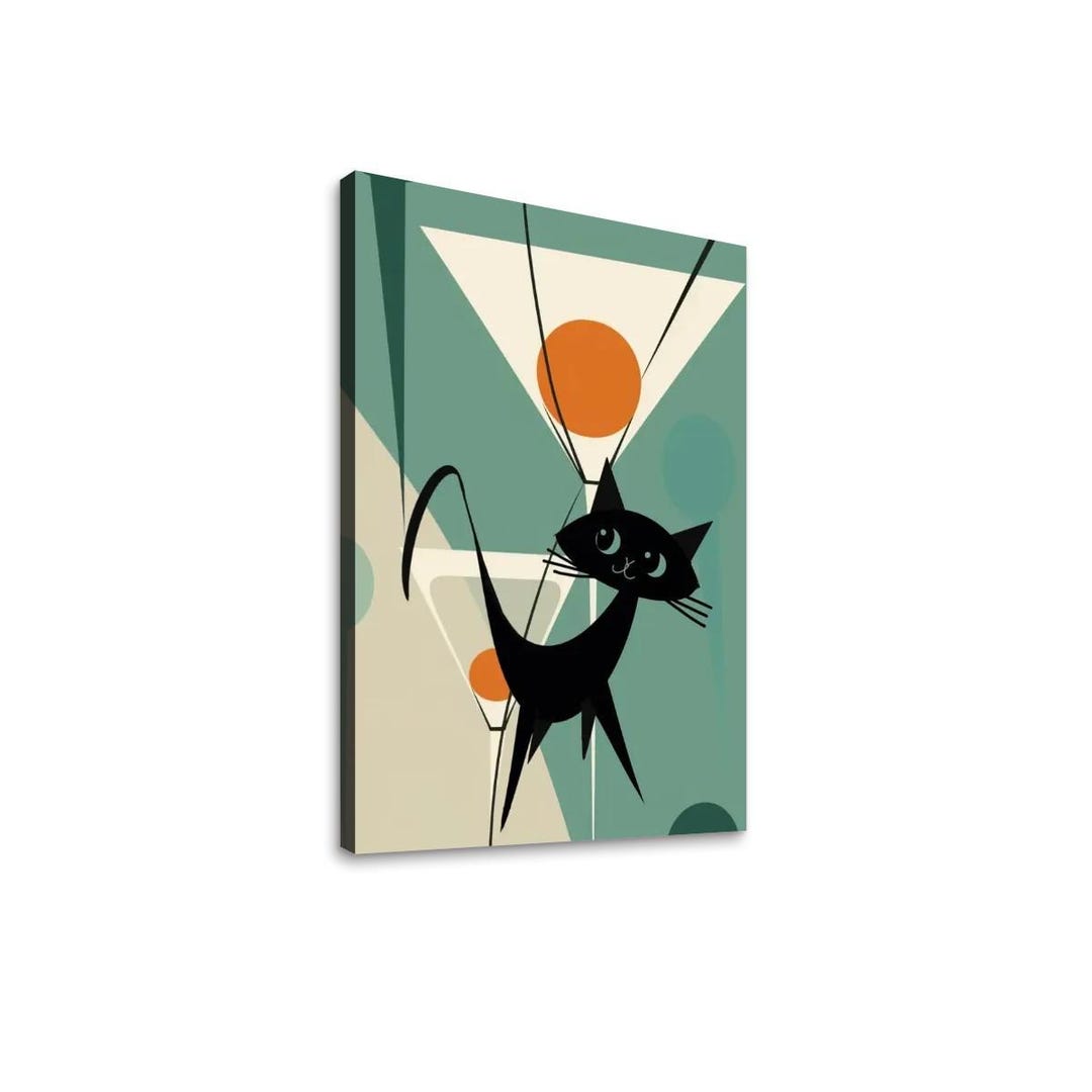 Atomic Cat Tini Time, Mid Century Modern Barware Wall Art - Etsy