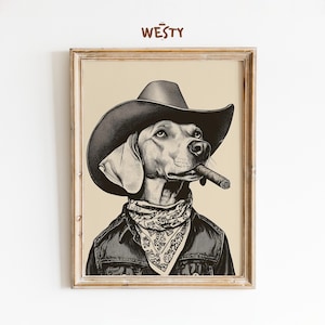 Cowboy Dog with Cigar – Funny Western Wall Art Print