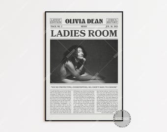 Olivia Dean Retro Newspaper Print, Ladies Room Poster, Ladies Room Lyrics Print, Messy Poster, Olivia Dean Poster, Home Decor, LC3