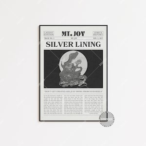 Mt. Joy Retro Newspaper Print, Silver Lining Poster, Silver Lining Lyrics Print, Mt. Joy Poster, Poster, , LC3 LESS365