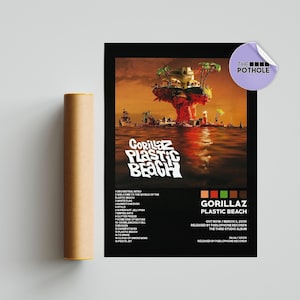 Gorillaz Posters / Plastic Beach Poster / Album Cover Poster, Druck Wandkunst, Benutzerdefiniertes Poster, Wohnkultur, Gorillaz, Plastic Beach, BLCK