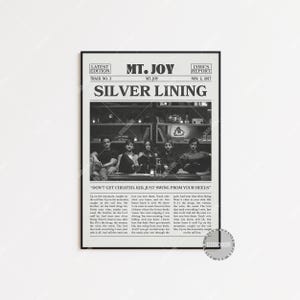 Mt. Joy Retro Newspaper Print, Silver Lining Poster, Silver Lining Lyrics Print, Mt. Joy Poster, Poster, , LC3 V2 LESS366