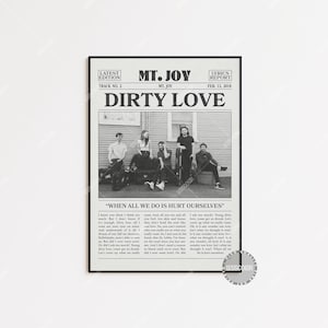Mt. Joy Retro Newspaper Print, Dirty Love Poster, Dirty Love Lyrics Print, Mt. Joy Poster, Poster, , LC3 V2 LESS364
