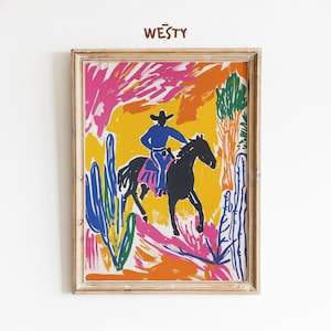 Cowboy in der Wüste – Western Pop Art Poster