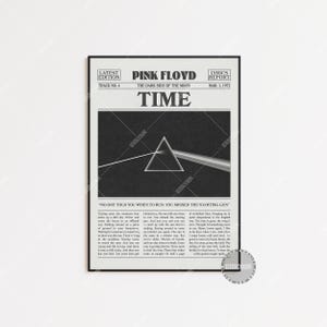 Pink Floyd Retro Newspaper Print, Time Poster, Time Lyrics Print, Pink Floyd Poster, The Dark Side of the Moon Poster, , LC3 LESS395