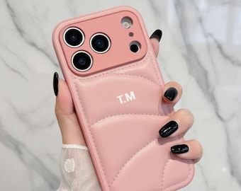 Custom iPhone 17 Puff Case with Name or Initials – Personalized Stylish Cushion Protective Cover, Gift For Her