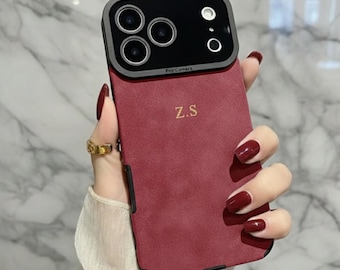 Personalized iPhone 17 Case with Initials – Luxury PU Leather Shockproof Cover, Slim Design, Camera Lens Protection