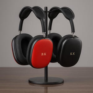 パーソナライズされたレザーAirPods Maxカバー：カスタムモノグラム入りヘッドホンケースセット