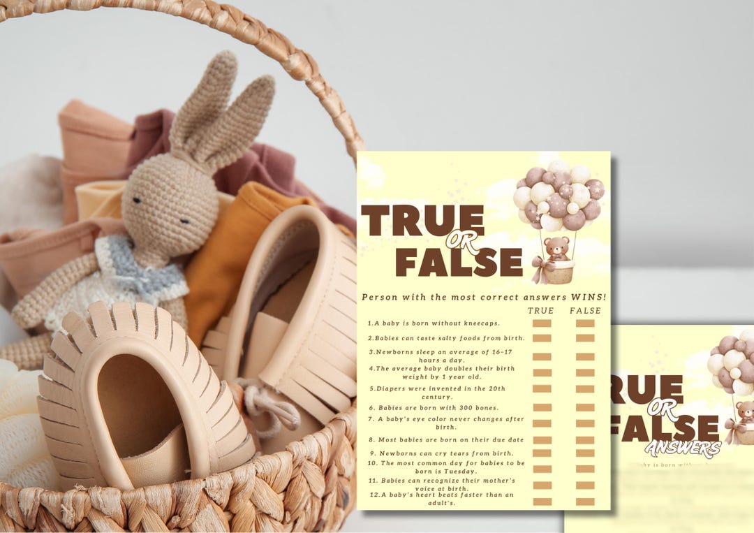 True or False Baby Shower Game Printable – Easy & Fun Baby Trivia ...