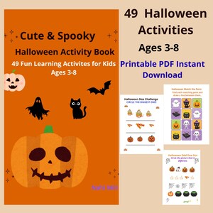 Halloween Activity  Book for Kids Ages 3-8 I 49 Printable Worksheets, Games & Coloring Pages I Instant Download PDF