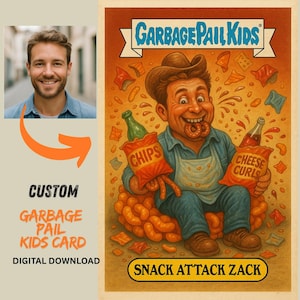 Benutzerdefinierte Garbage Pail Kids Style Card Personalisierte lustige Parodie Sammelkarte Geschenk für Freunde, Familie, Kollegen, Gag Geschenkidee